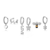 Single Silver Earring Set, White Rhodium, Premium Cubic Zirconia  + Give Magic Gift
